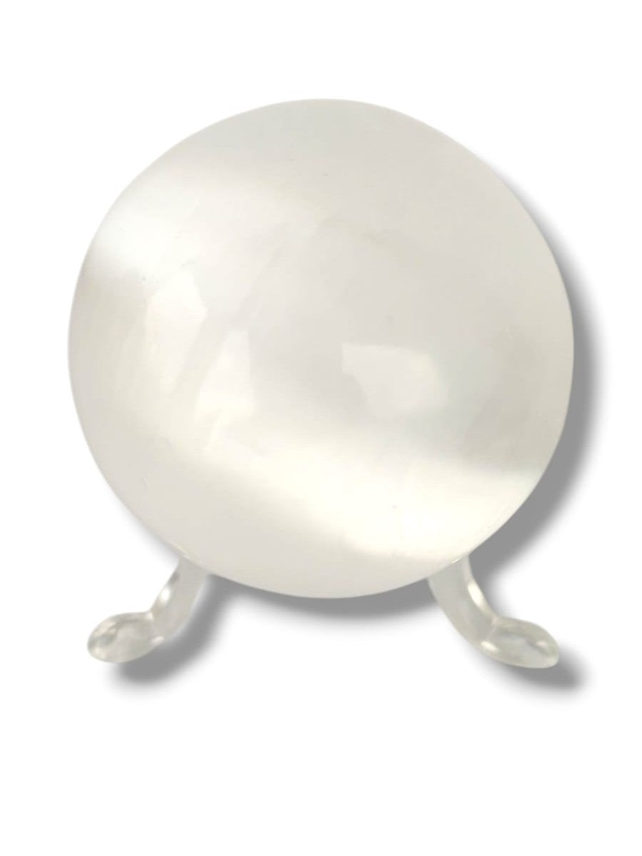 Esfera de selenita blanca 5 cm calidad extra para armonia en espacios y reiki