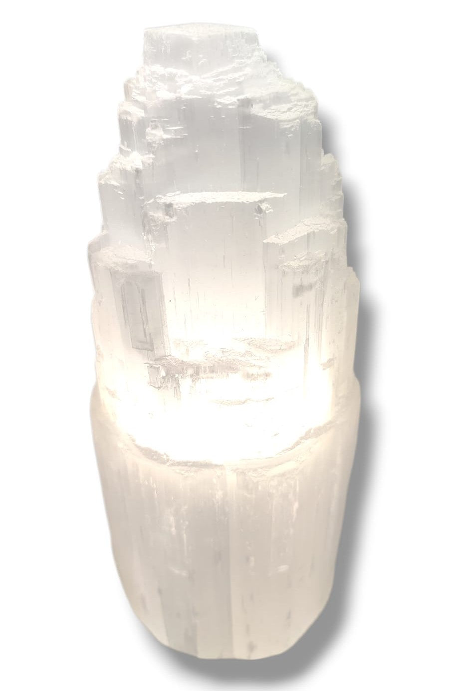 Lámpara de cristal de selenita blanca 100% natural para decoración del hogar