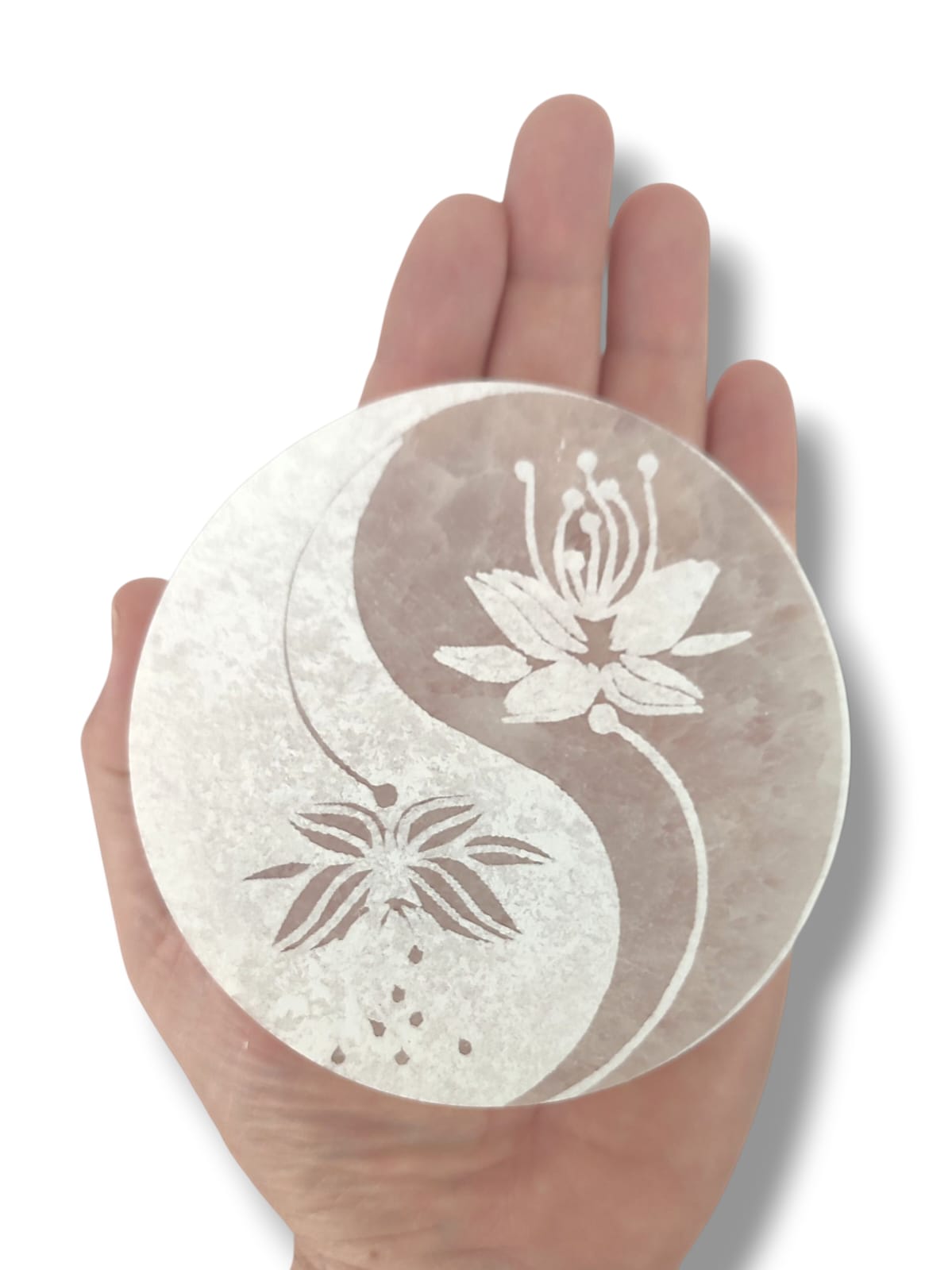 Detalle placa selenita Yin Yang