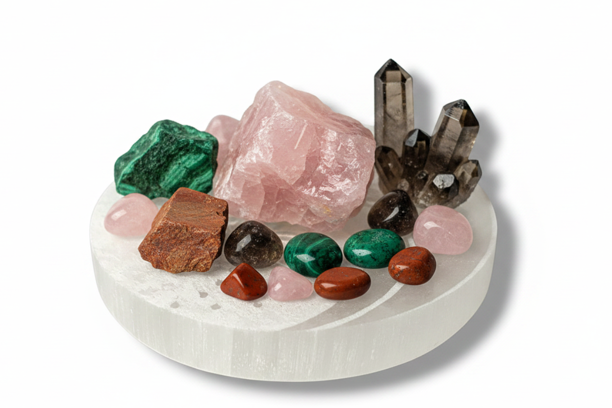 Placa de selenita para cargar minerales