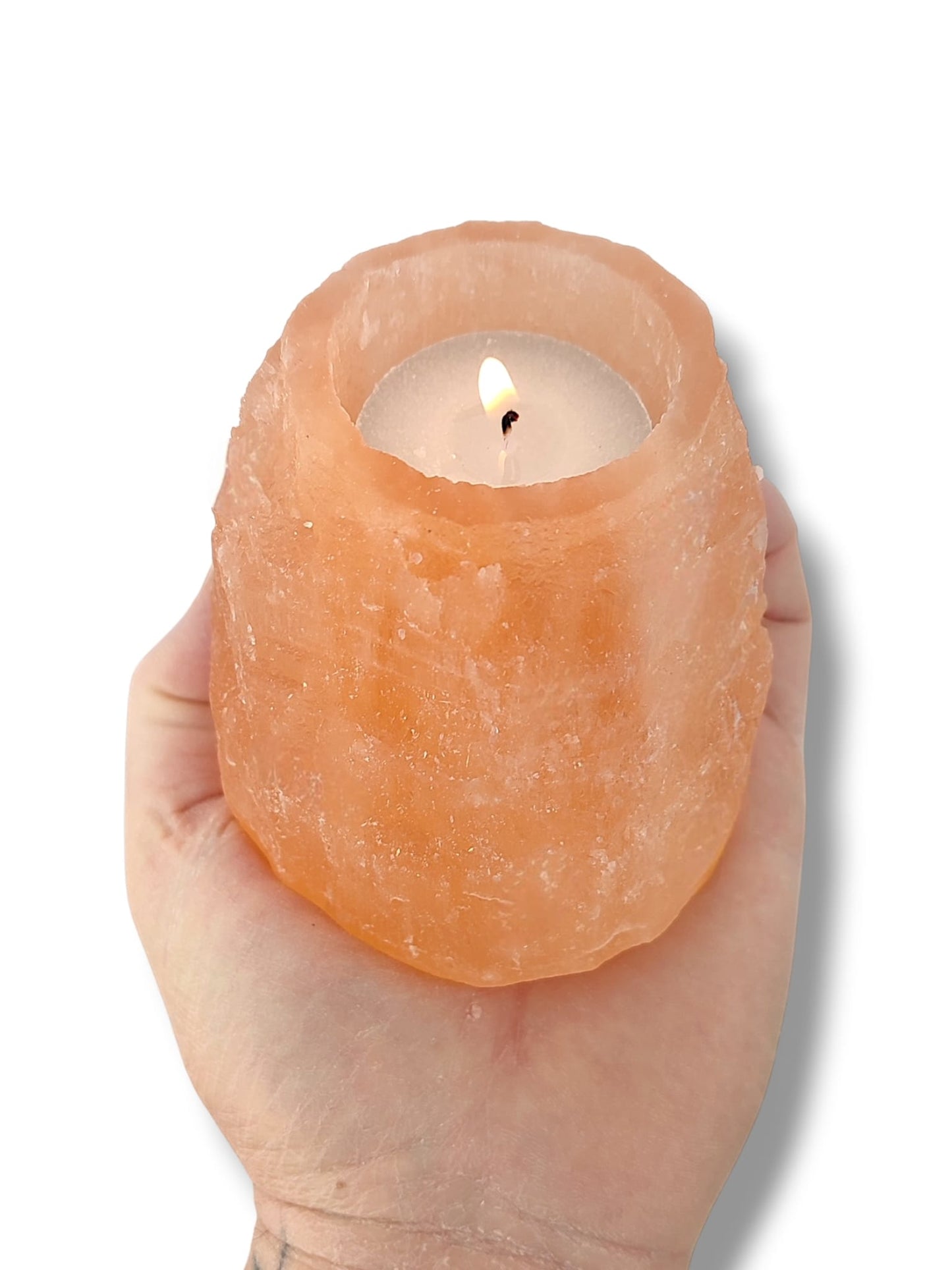 Portavelas de Selenita Naranja