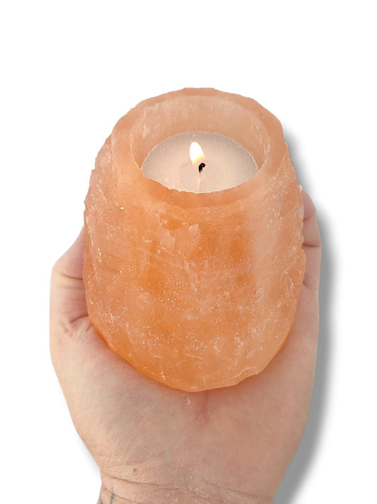Portavelas de Selenita Naranja