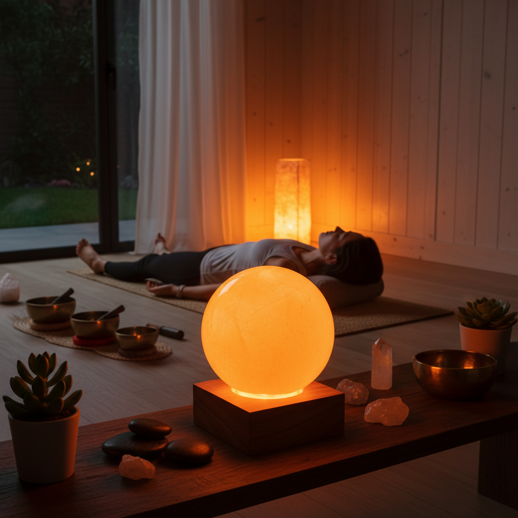 Esfera naranja lámpara sala yoga