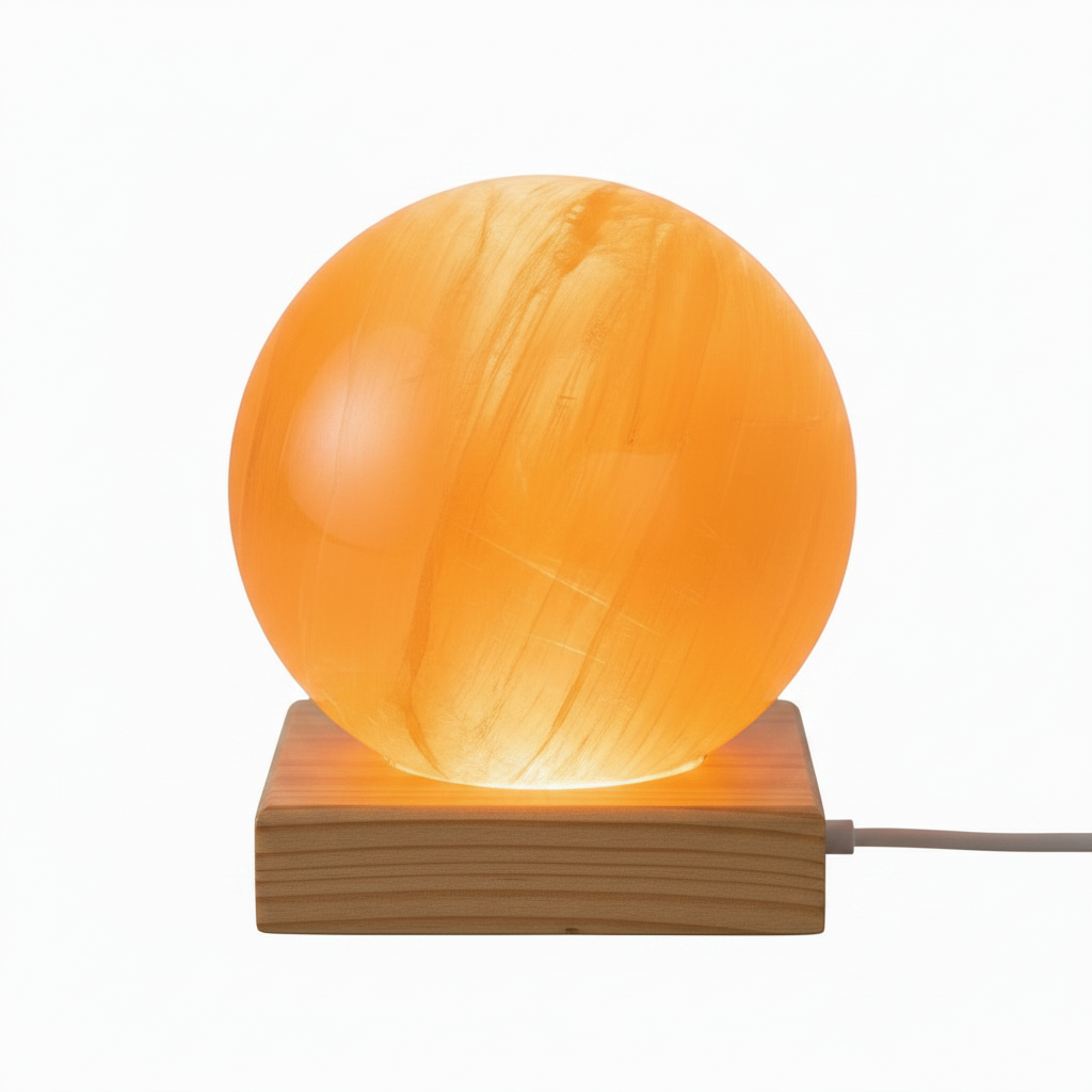 Esfera Selenita Naranja - Base pino frontal