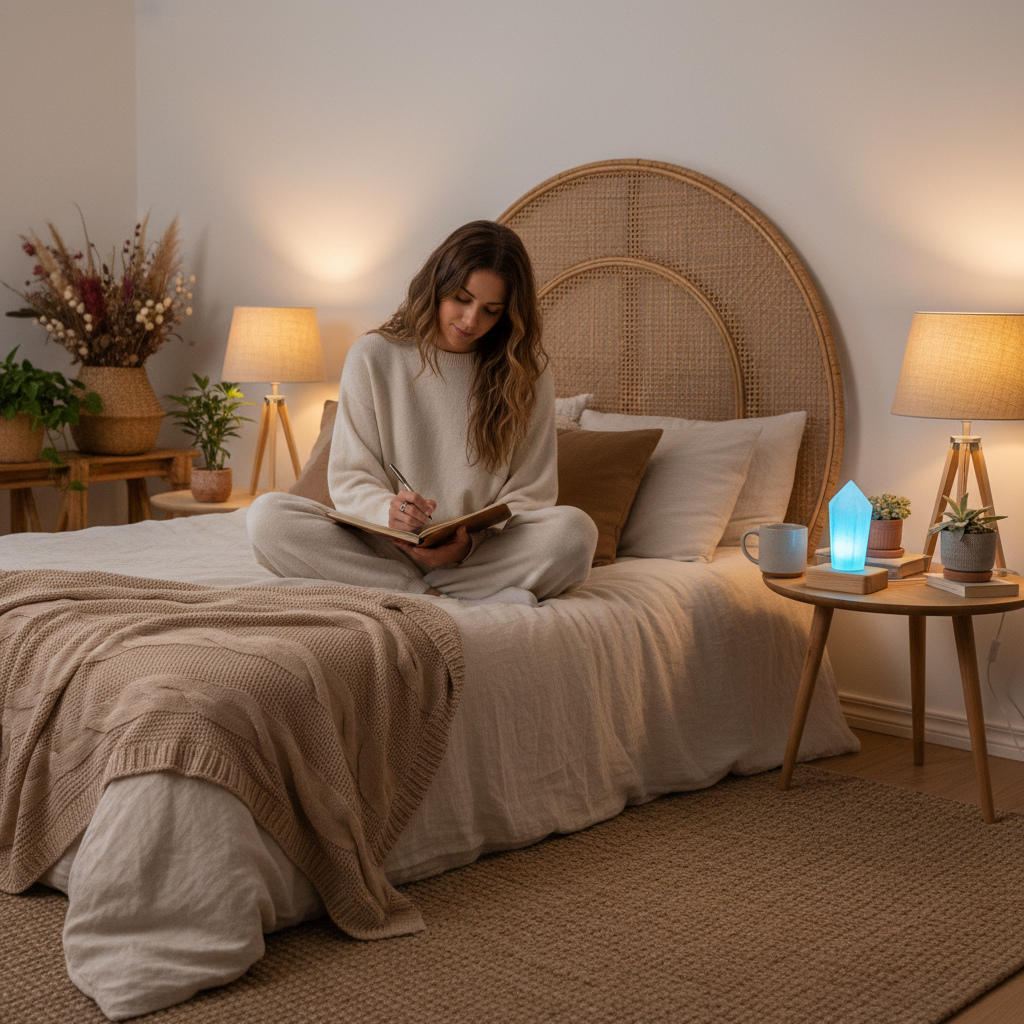 Lámpara Punta de Selenita Natural 10 cm Calidad Premium INCLUYE BASE LED DE MADERA