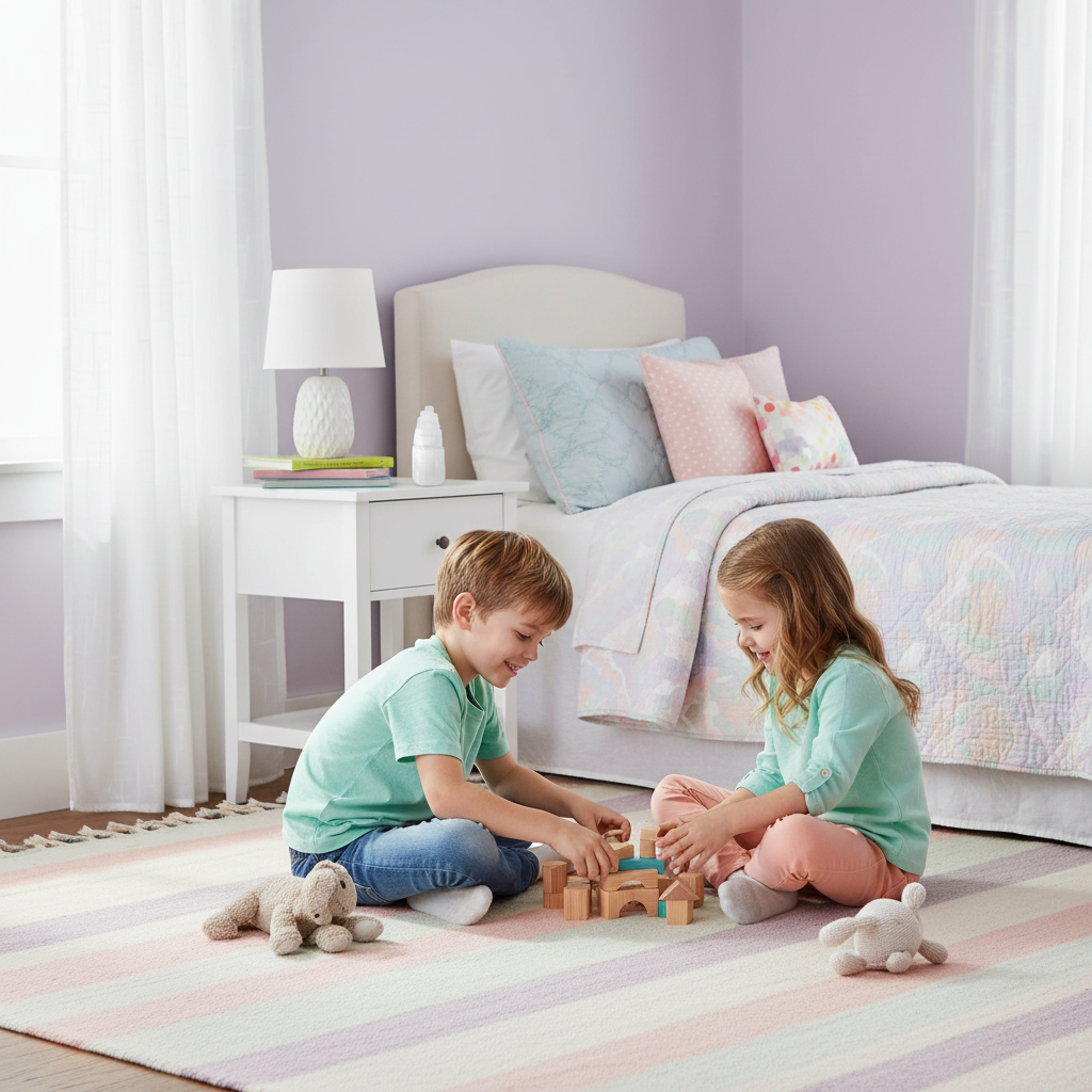 Niños felices jugando habitación selenita