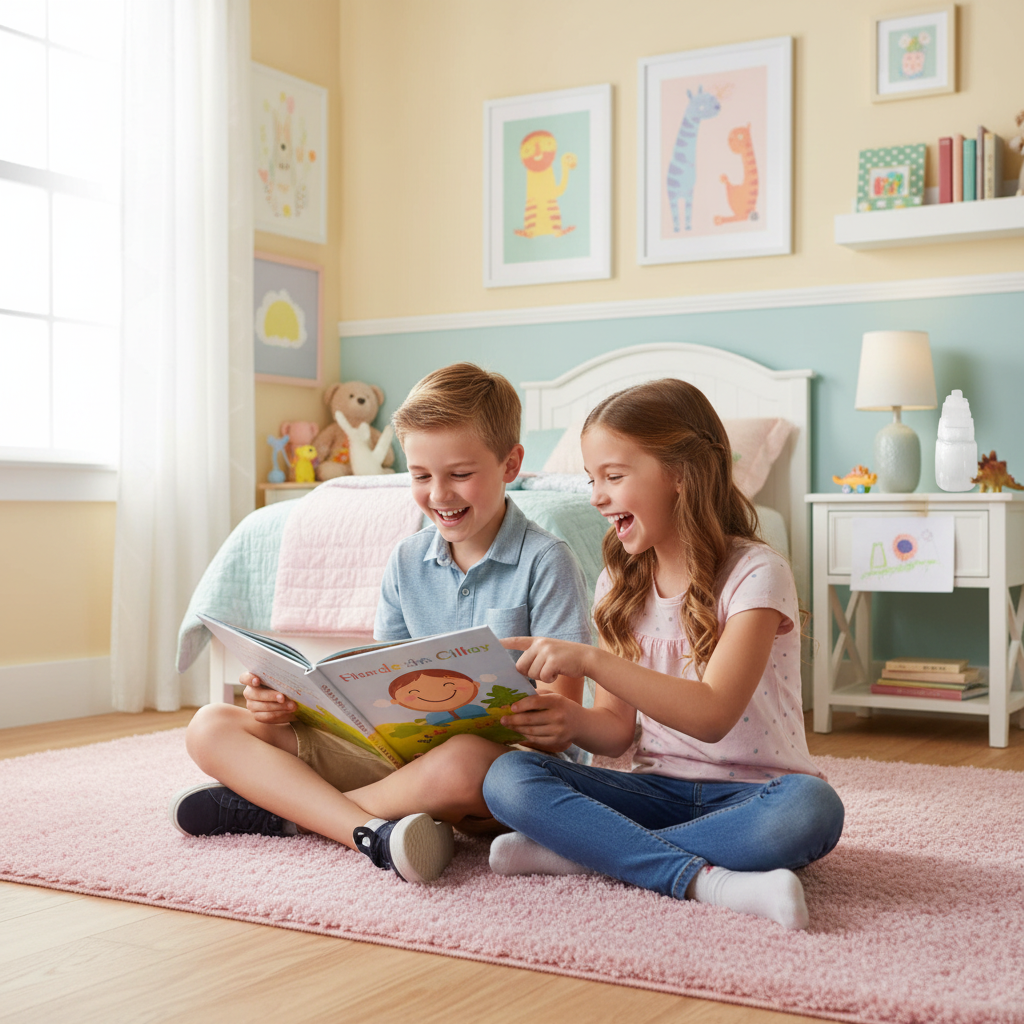 Niños leyendo habitación selenita