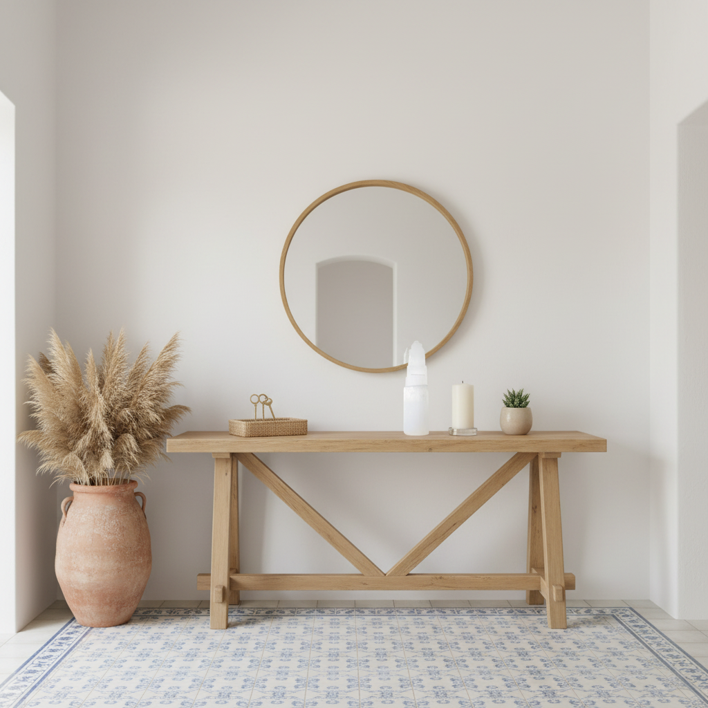Torre de Selenita 15cm en recibidor en villa estilo Ibiza