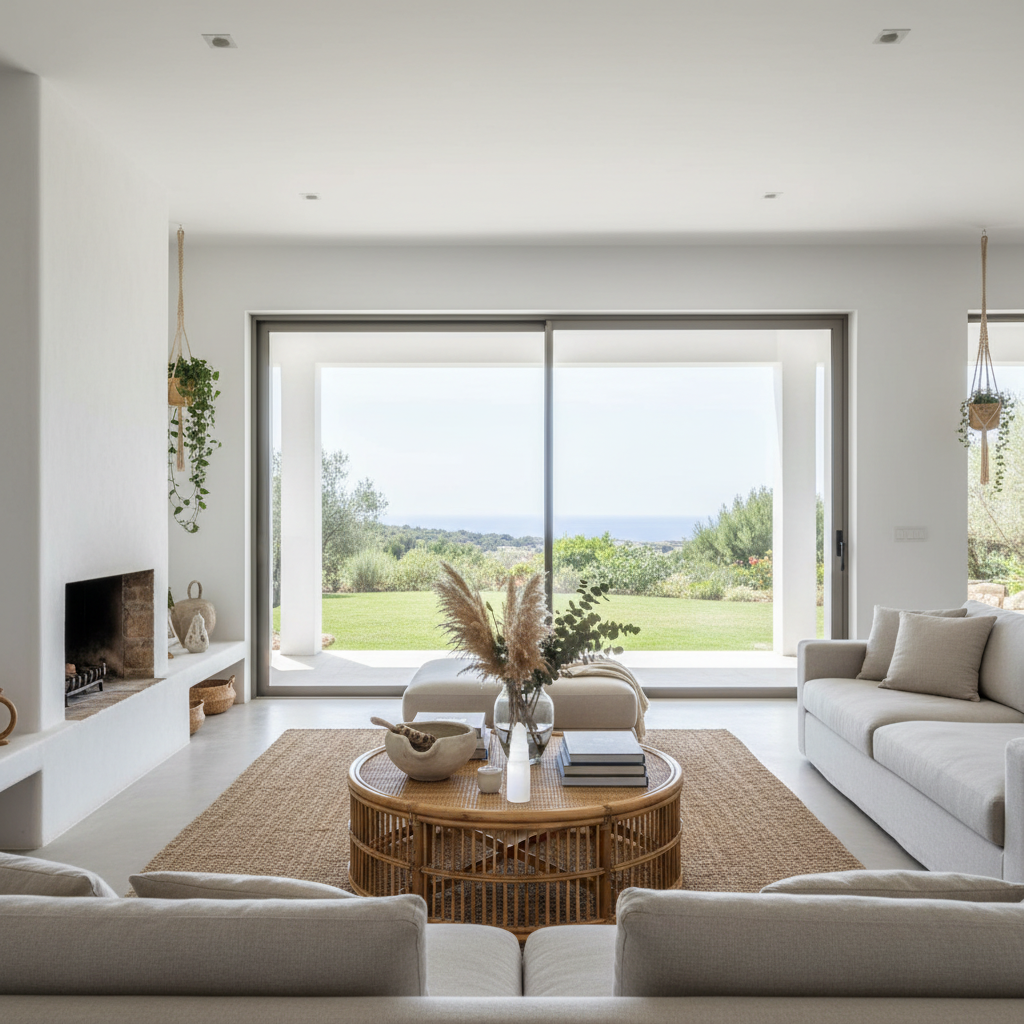 Torre de Selenita natural 15cm en villa de lujo de Ibiza