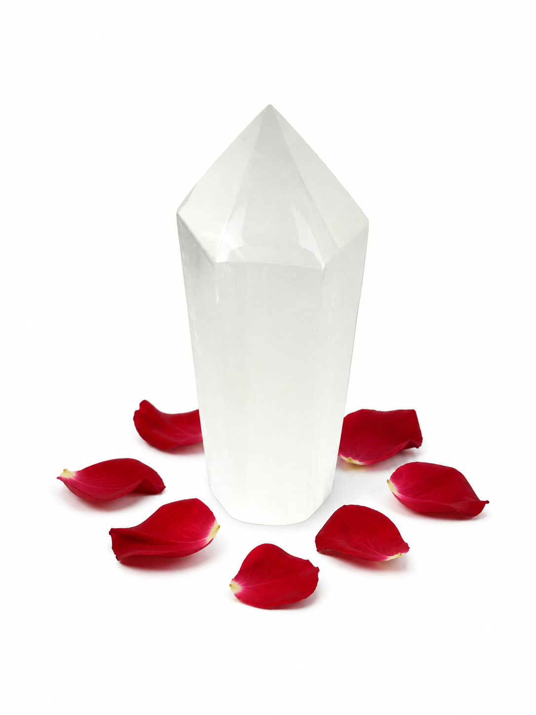 Punta generador de selenita natural para armonizar energía y Reiki